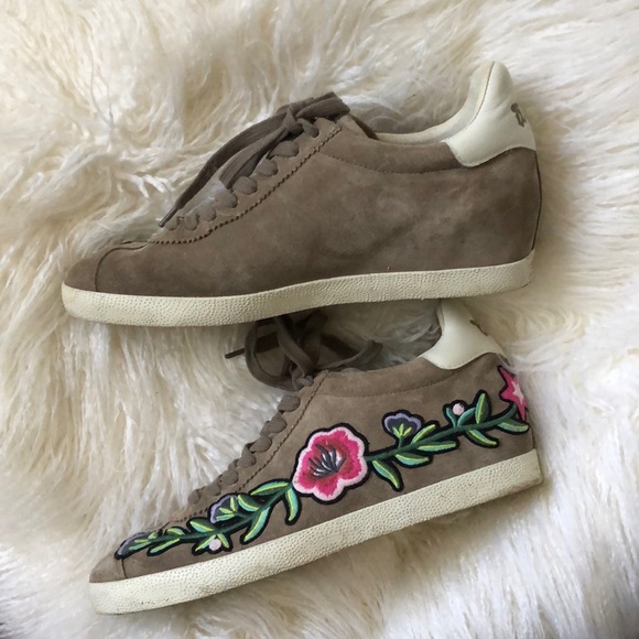 ASH Gull floral embroidered suede sneakers - Picture 5 of 13